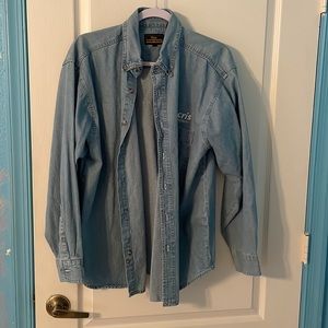 Vintage Denim Button Down Shirt Men Size L